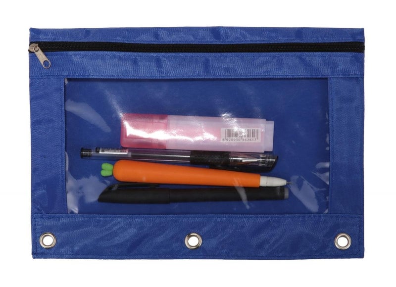 Wodison 24 Packs 3 Ring Binder Pen Pencil Case Pouch Bulk Set Stationery Bag for School Class Office Blue - Image 2